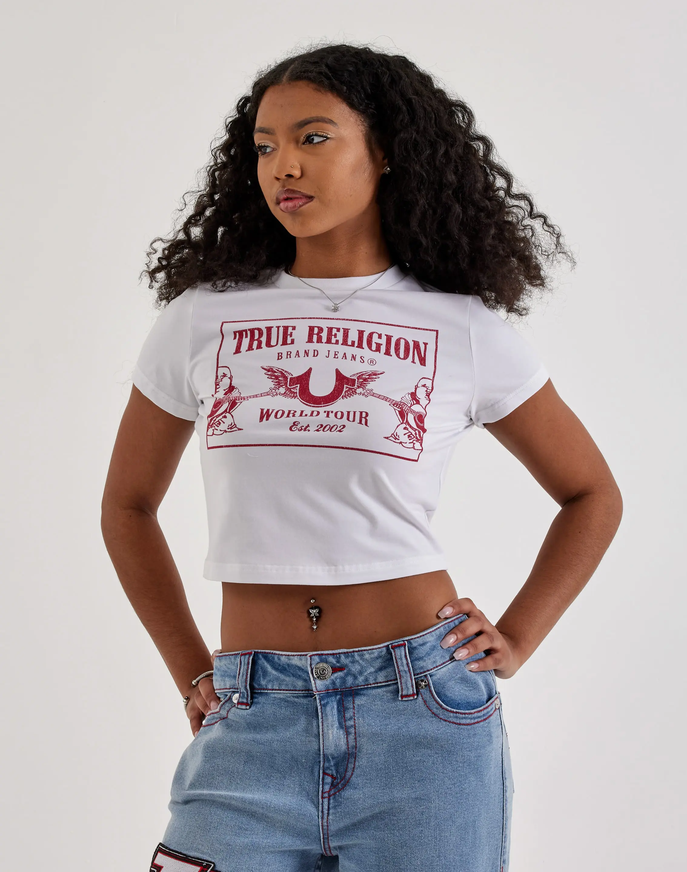 Womens True Religion Heritage Printed Baby Tee