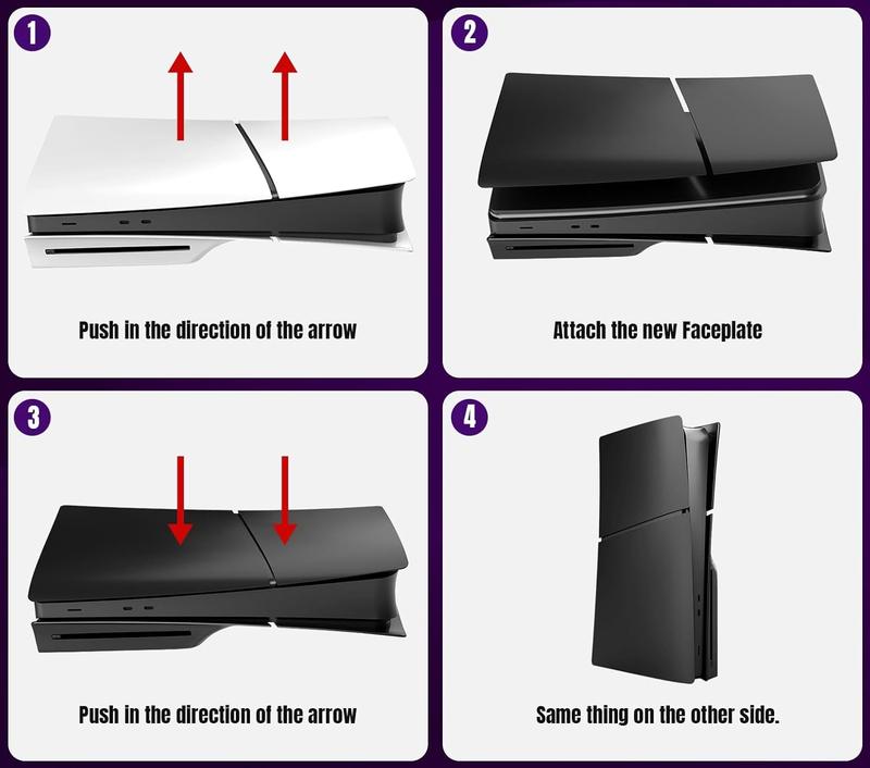 Slim Disc Edition Cover Plates for  PS5 Slim Console, Shell Panels Compatible with  5 Slim Accessories Protective Replacement Faceplate (Black)