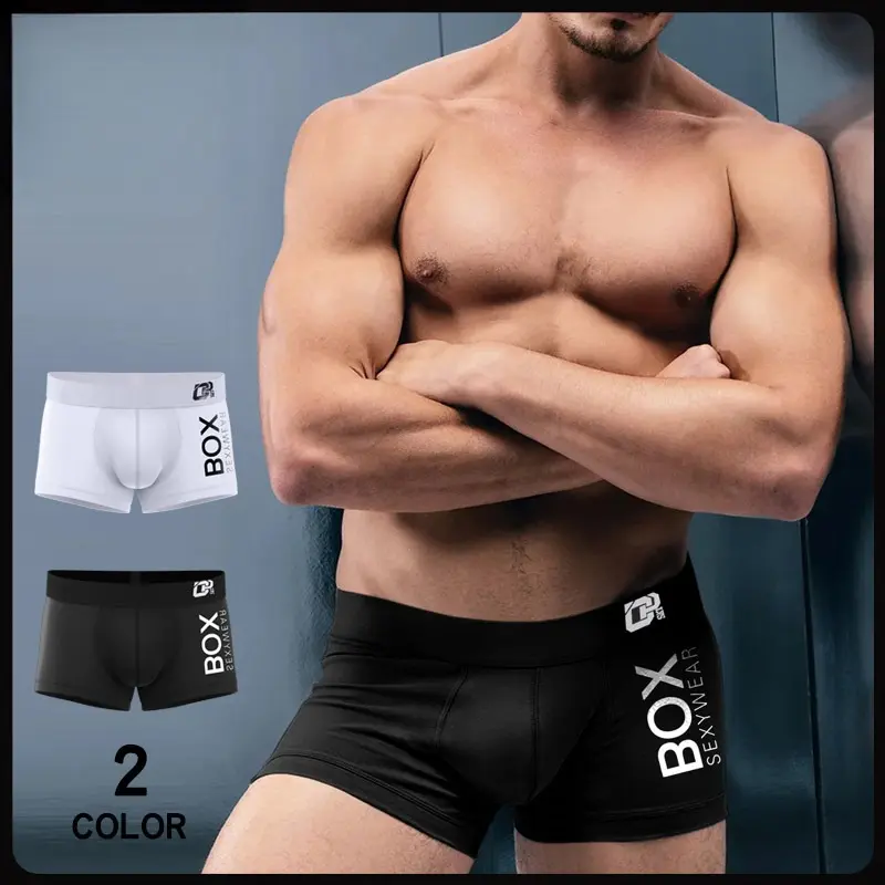 Men’s athletic boxer briefs, mid-rise, breathable cotton fabric, black/white