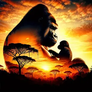 Gorilla Pattern DIY Diamond Arts Colorful Painting Kit without Frame, DIY 5D Diamond Arts Colorful Painting Kit, Wall Art Decor for Home