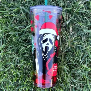 Christmas Scream Starbucks Tumbler | Ghost Face | Santa | No You Hang Up | Winter | Holidays | Blood Drip | Venti | Grande