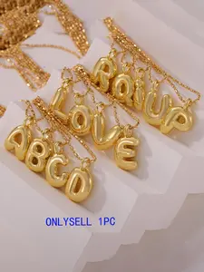 Fashion Bubble Letter Pendant Necklace for Women & Girls, Stainless Steel Jewelry for Party, Daily Clothing Decor, Trendy All-match & Exquisite Jewelry for Birthday Gift,Gifts For Women