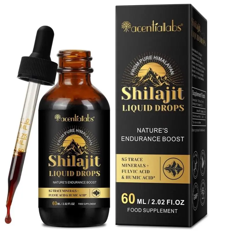 Pure Himalayan Shilajit Resin Drops 2.02 fl oz, Organic Shilajit Liquid with Fulvic Acid & 85+ Trace Minerals, Men & Women Dietary Supplement