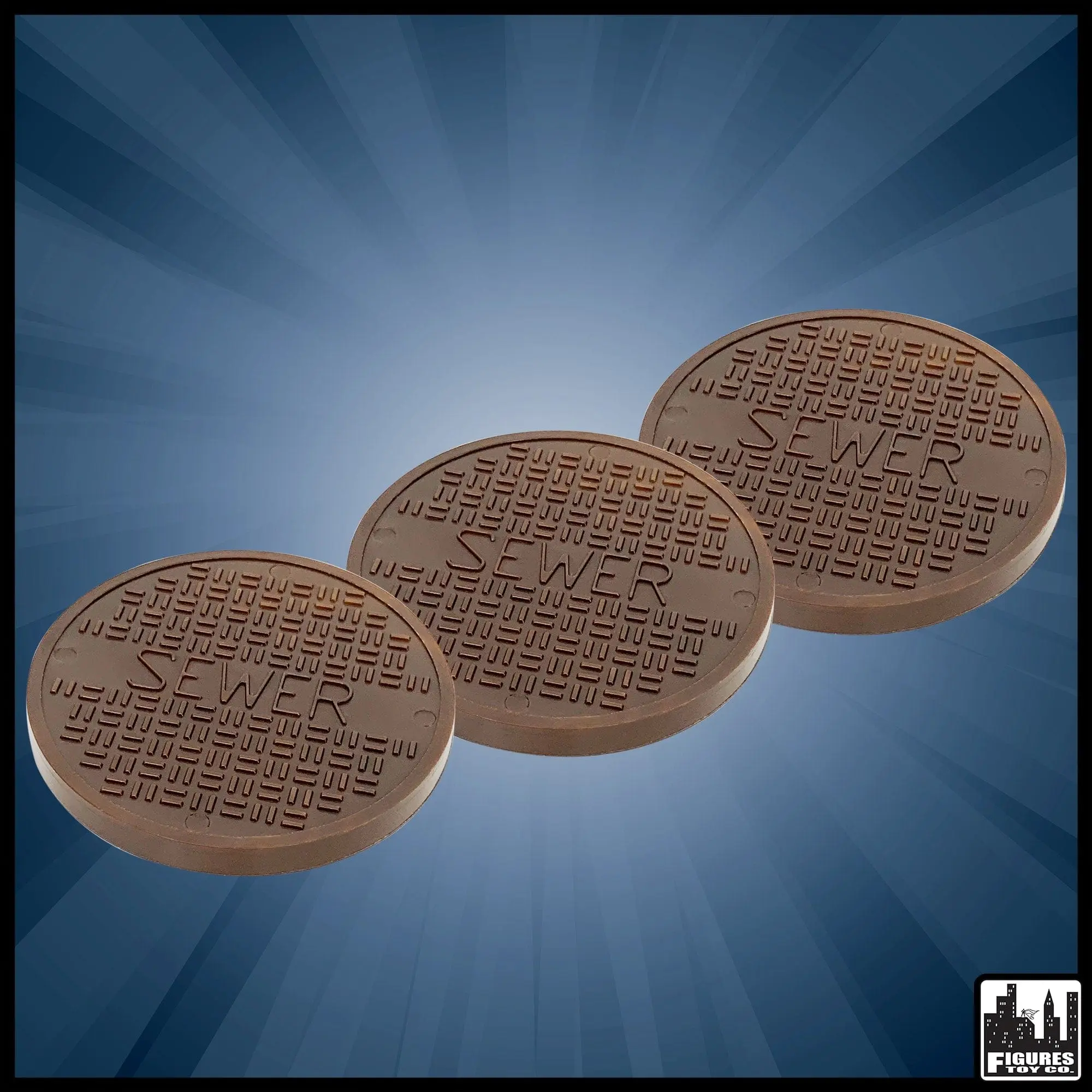 Set of 3 Copper Sewer Grates For WWE & AEW Wrestling Action Figures