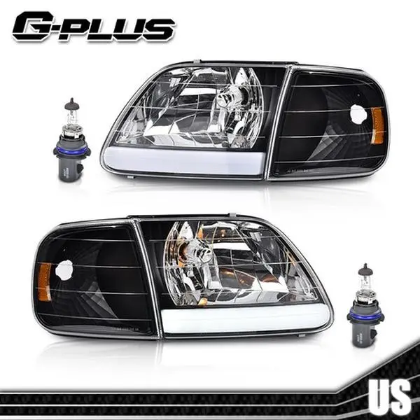 G-PLUS LED Tube Headlight Assembly with Corner Lights, LED Front Lights for 1997-2003 Ford F150, 1999-2002 Ford Expedition