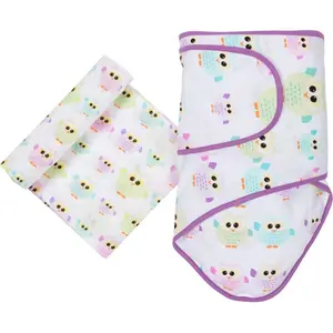 MiracleWare  Owls Blanket & Muslin Swaddle Set