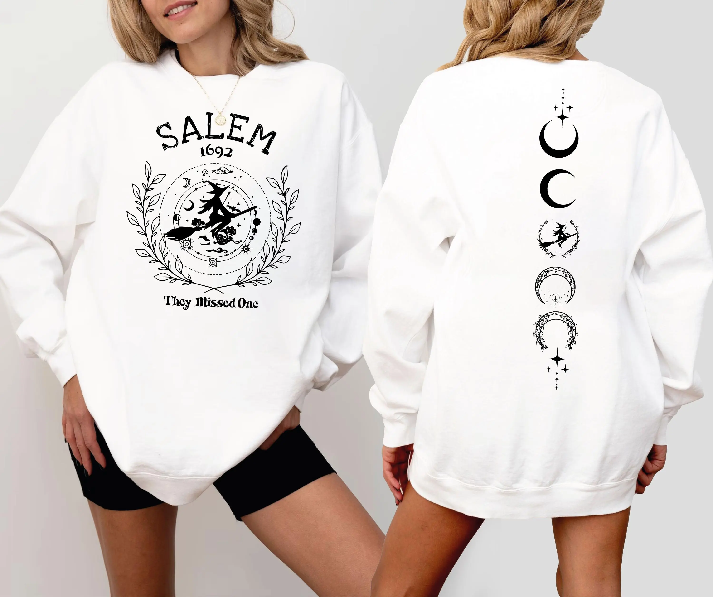 Salem They Missed One Graphic Sweatshirt, Vintage Witch Halloween Crewneck, Salem 1692 Inspired Shirt, Spooky Gothic Fall Pullover, Halloween Gift for Women & Men