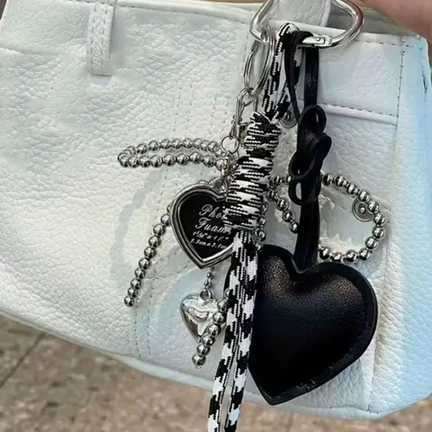 A personalized, exquisite love pendant decoration with a bow, designed with a woven hanging rope, can be used as a bag hanging accessory, keychain, Bag Charms, Purse Accessories, suitable for shopping, commuting, and gatherings