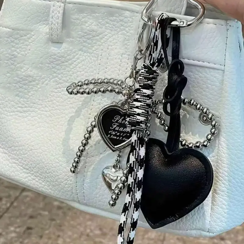 A personalized, exquisite love pendant decoration with a bow, designed with a woven hanging rope, can be used as a bag hanging accessory, keychain, Bag Charms, Purse Accessories, suitable for shopping, commuting, and gatherings
