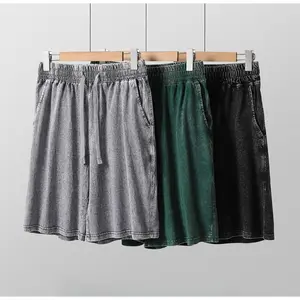GYNLEUX Men’s Vintage Black Water Washed Aged Denim Shorts Loose Fit Cotton Casual Summer Streetwear Style Elastic Waist Drawstring Pockets Comfortable Daily Wear Beach Outings Weekend Errands Trendy Mens Warm Weather Bottoms