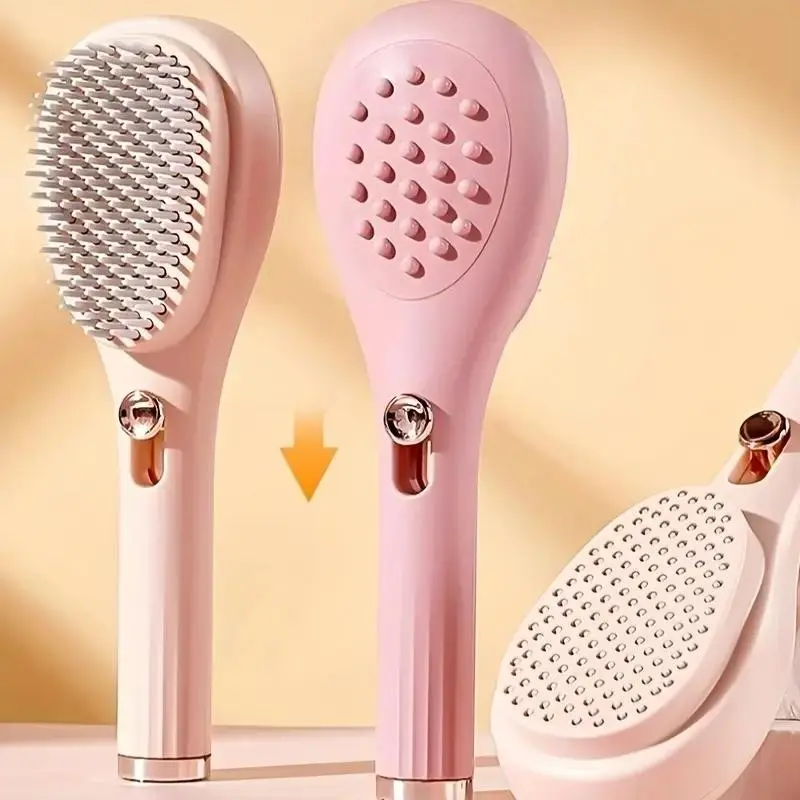 2pcs Pink Retractable Comb - Hair Cleaning Brush, Scalp Massage Tool, Anti-Static Hairbrush, Hair Grooming Brush, Detangling Comb, Detangler Comb for All Hair Types, Portable Foldable Hairbrush, Travel-Friendly Comb