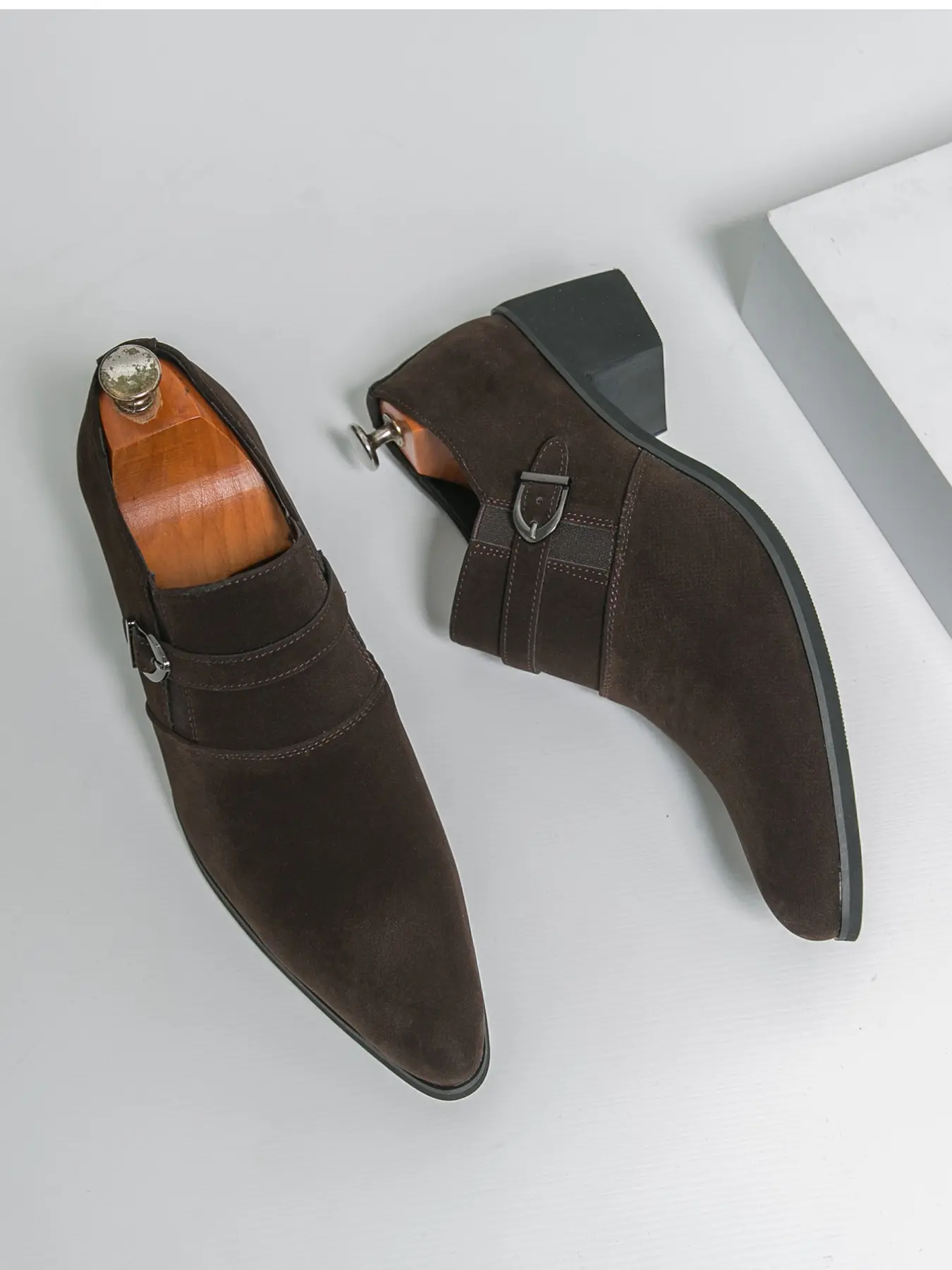 Men's Formal Loafers, Solid Color Pointed Toe High Heel Shoes, Comfortable and Fashionable Men's Footwear, Perfect for Business and Casual Wear, Office Work Shoe, Closed