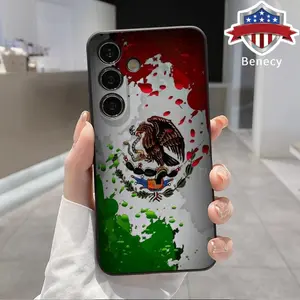 Creative Eagle Design Pattern Straight Edge Phone Case Compatible with Galaxy S23 Ultra S24 Plus S25 S22+ Shockproof Full Camera Protection Durable Slim Liquid Silicone Cover Smartphone Casing