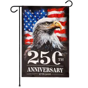 G128 USA 250th Anniversary American Bald Eagle Garden Flag 12x18 In | Double Sided Printed Patriotic Yard Decoration | America 1776–2026 Celebration Flag for Lawn or Garden