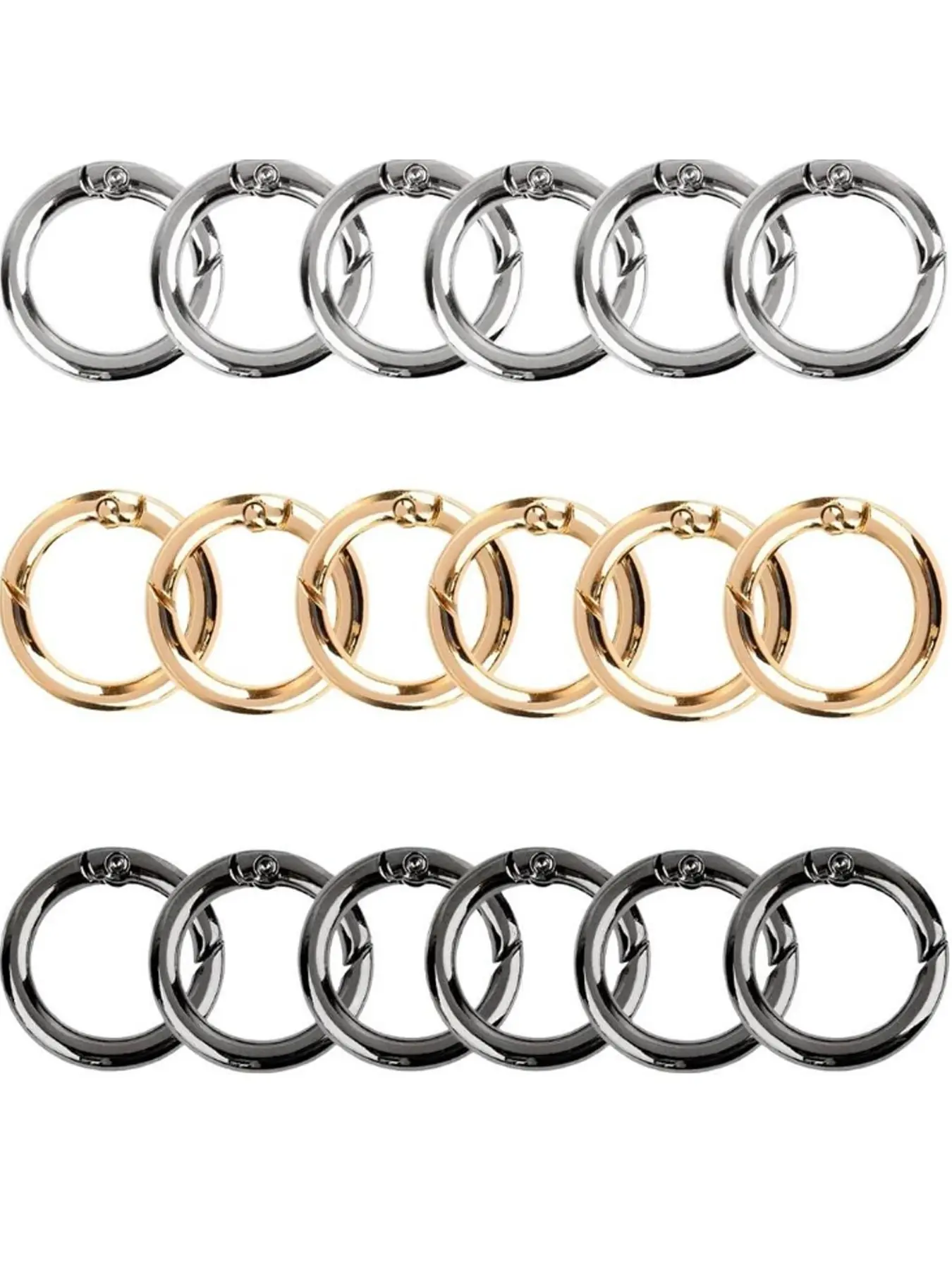 18-Pack Durable Round Climbing Buckles, Spring Clips and Bag Rings, Hanging Bag Buckle, Bags Hooks, Ideal for Outdoor Activities, DIY Bag Accessories, Backpack Accessories, Tote Bag Accessories, All Seasons Use