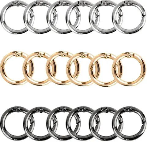 Durable Round Carabiner Keychain for Bags, Spring Ring and Bag Loop, Ideal for Outdoor Activities, DIY Bag Accessories, Metal Spring Clip