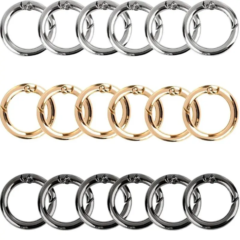 Durable Round Carabiner Keychain for Bags, Spring Ring and Bag Loop, Ideal for Outdoor Activities, DIY Bag Accessories, Metal Spring Clip