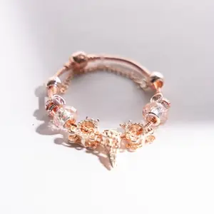IRAMAT Rose Gold Charm Bracelet women  - Bohemian Women’s Jewelry with Elegant Beads & Charms | Perfect for Casual & Festive Occasions