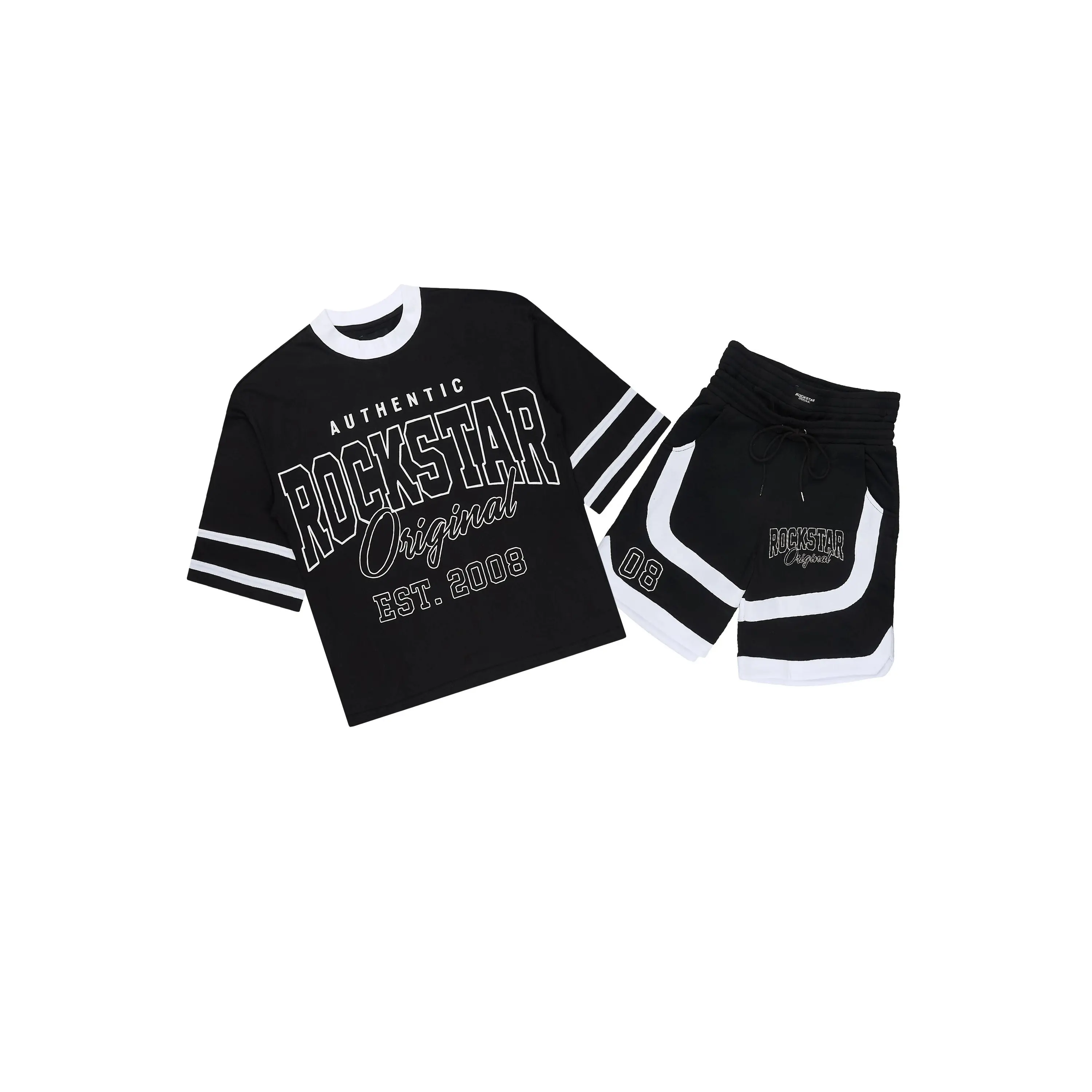 Redford Black T-Shirt/Double Waisted Short Set