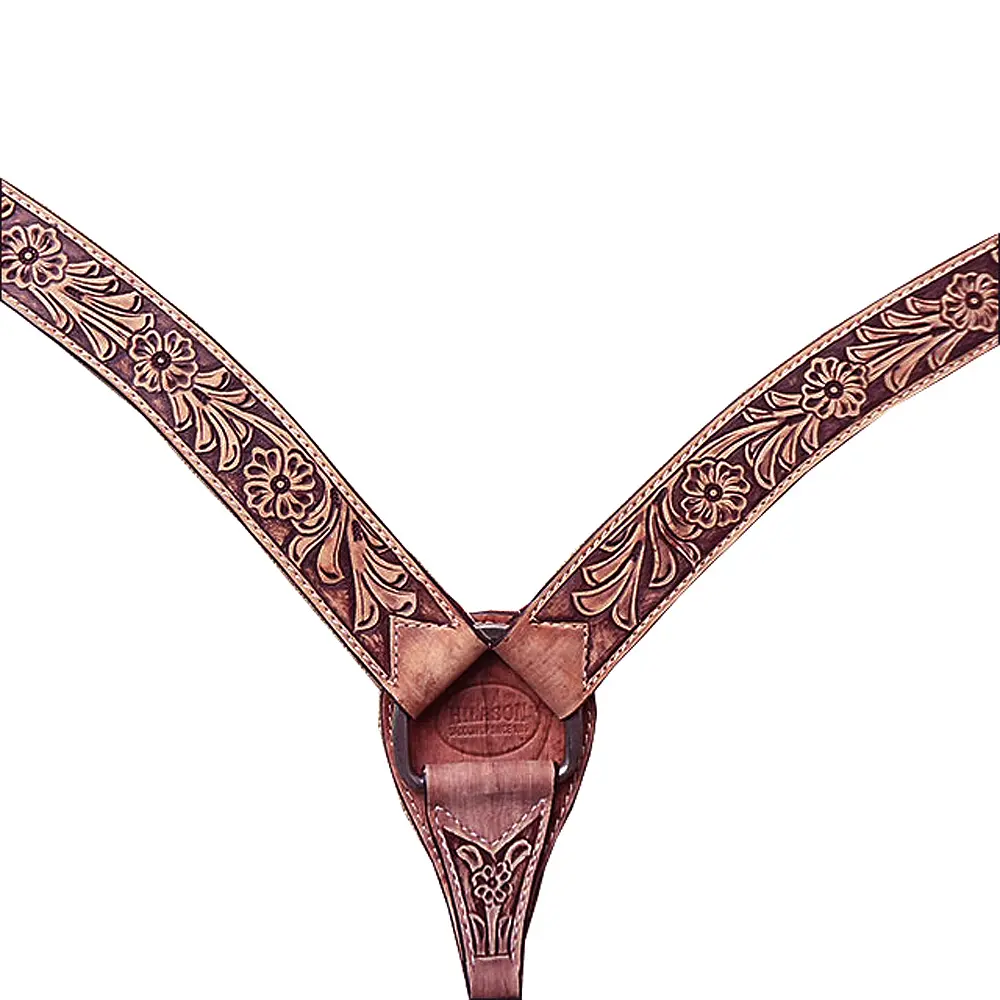 Hilason Western Horse Breast Collar Headstall American Leather Rough Out Mahogany