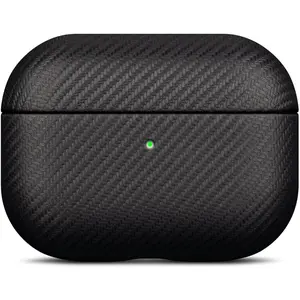 Handmade Compatible with AirPods Pro 3rd Generation Case Cover (Not for Pro 2nd Gen), of Vegan Leather, Carbon Fiber Style, Protective Hard Shell Cover for AirPods Pro 3 - Black