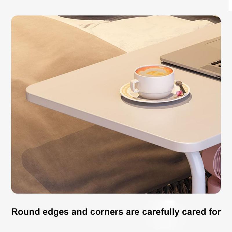 Adjustable Height Mobile Standing Desk with Wheels – Portable Rolling Computer Table – Storage Shelves – Bedside, School & Home Office – Walnut Color