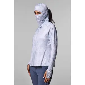 Women's Vented Paros Fishing Hoodie | Grey Water Print