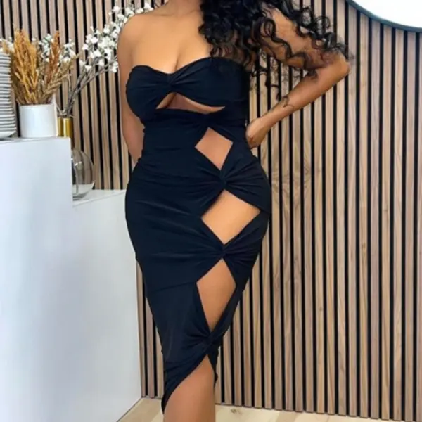 Lola sexy cut out solid color strapless dress Casual Womenswear Classy Comfortable Underwear Lady Casual Wear Summer Basic Sleeveless Minimalist