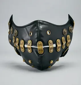 Steampunk-Style Protective Dust Mask, Personalized with Alloy Chain, Buckle, and Skull Accessories (Sports & Outdoor Face Cover Accessory)