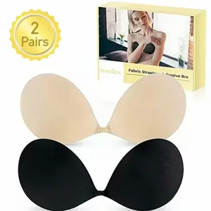 Nsolex Adhesive Sticky Push Bra 【2 pairs】 Strapless Bras womenswear Comfort Lady underwear Partydress For women gift Reusable for Dress
