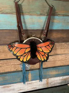 🦋 Sunflare Monarch - Monarch Butterfly Leather Backpack