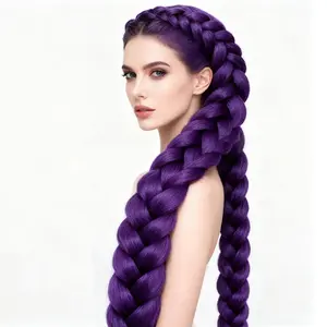 Purple Jumbo Braiding Hair Extensions - Multi-Style Synthetic Hair for Braids, Ponytails & Crochet, Ideal for Party, Daily & Cosplay Looks