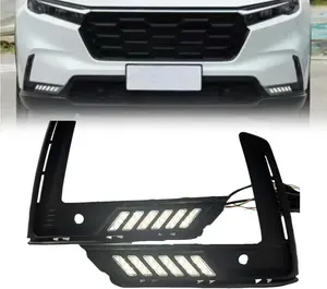 Ataucjin Daytime Running Light DRL for CR-V 2023 2024, LED Switchback Dynamic White DRL Amber Turn Signal Light Blue Low Beam, Fog Light Assembly Fog Light Lamp