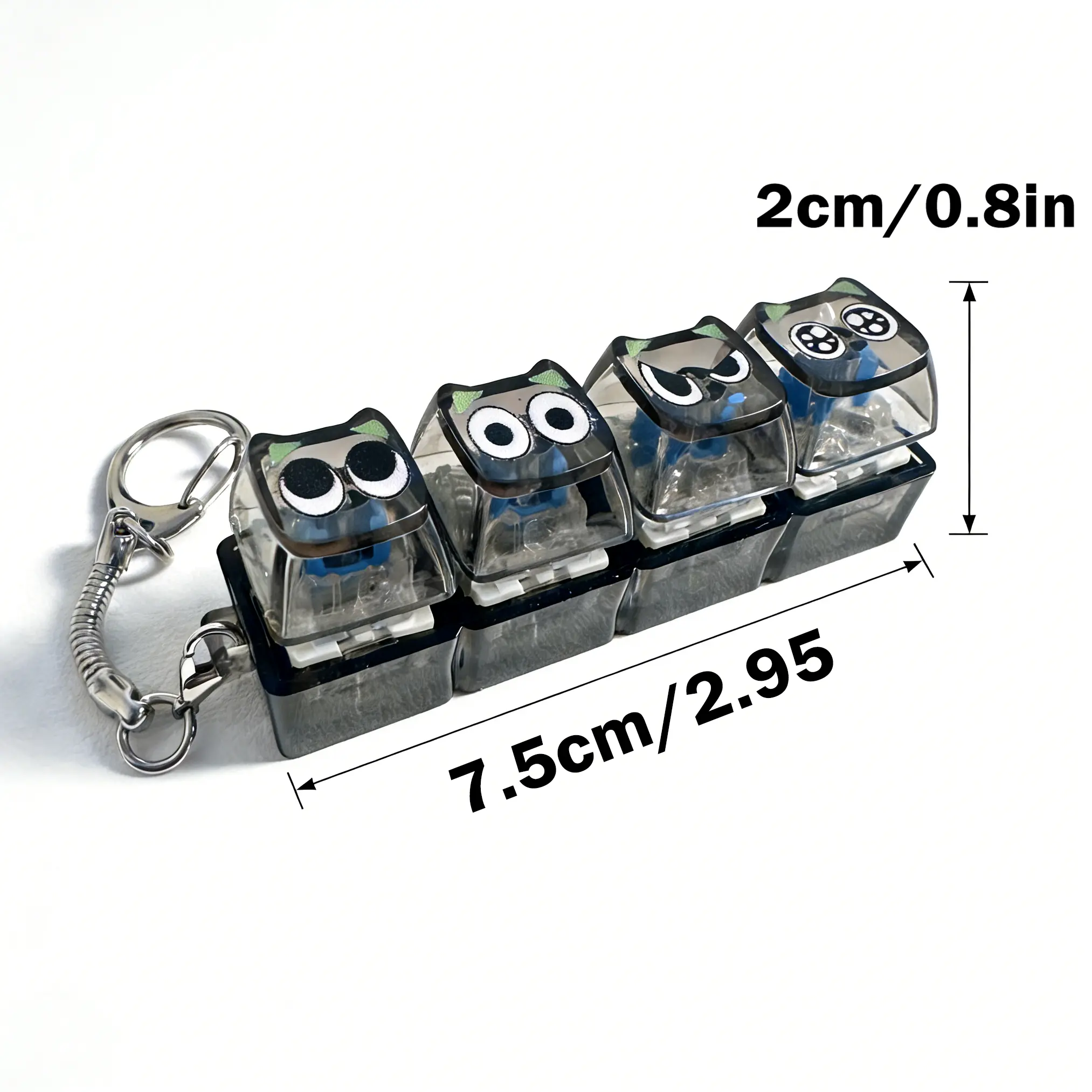 Mechanical Keyboard Fidget Toy, Transparent Crystal Shell with LED Lights, Soft Click Key Press Stress Relief Gadget for Gamers & Adults