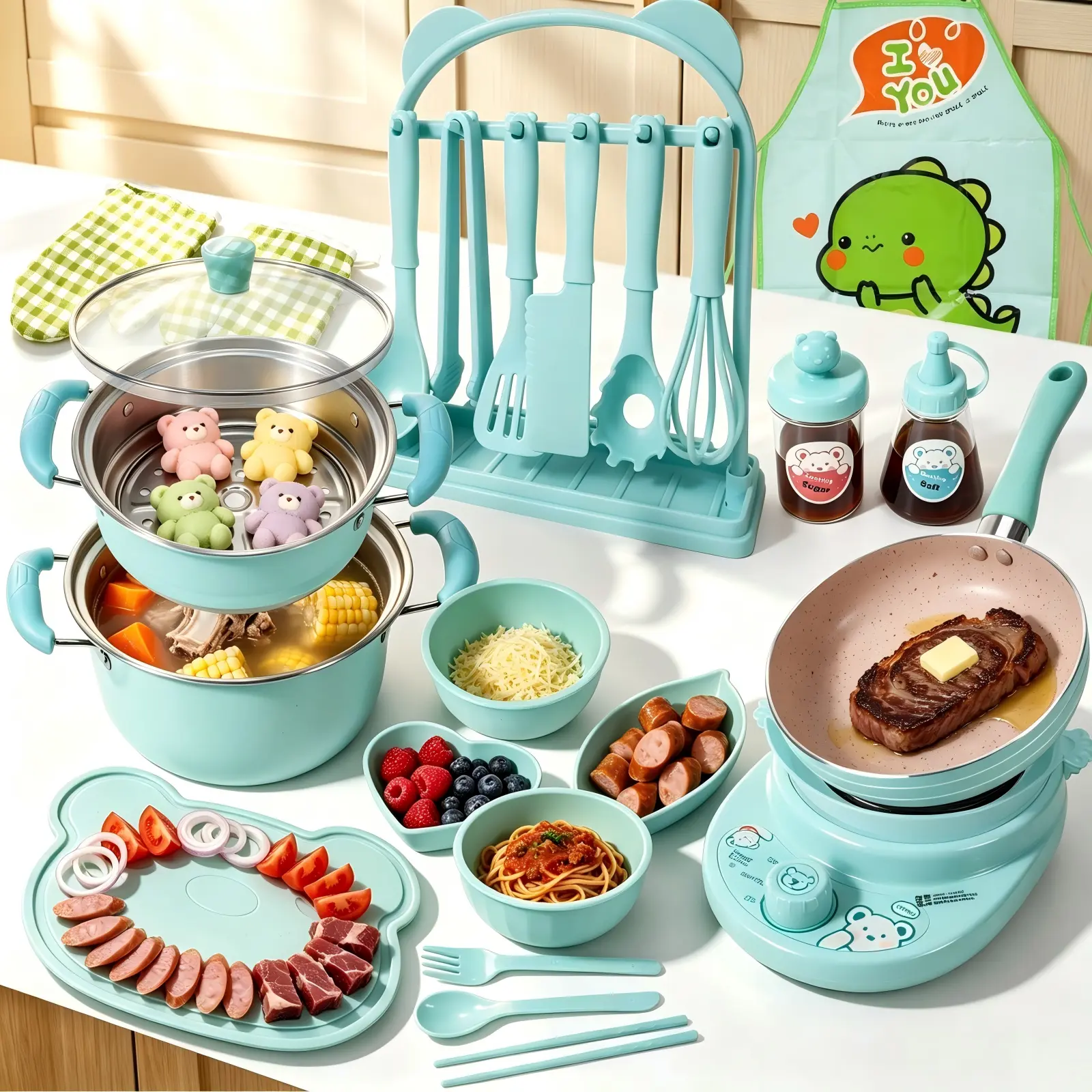 Mini Cooking Sets Real Easy Montessori Kitchen Safe Tools Making for Beginner Cooking Educational Realistic Simulation Toy