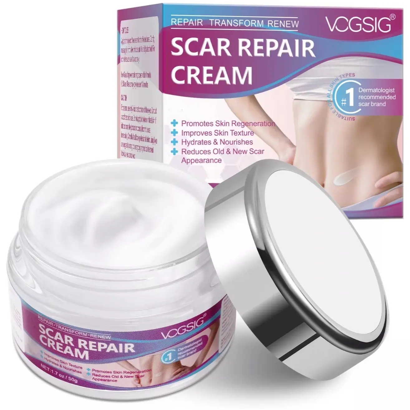 Scar Cream, Scar Removal Cream - Advanced Scar Cream for Surgical Scars, Acne Scars, C-Section, Burns, Stretch Marks -Effective for Old and New Scars Gel Acne Scar Treatment