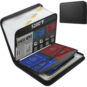 5200? Fireproof Document Organizer, Multi-Pockets Accordion File Organizer with Zipper & Labels, Upgraded Heat Insulated 13 Pockets Expanding File Folder for Letter A4 Files and