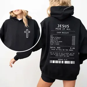 Jesus Paid It All Hoodie Pullover for men and women, Christian Apparel, Jesus Loves me Shirt, Unisex Graphic, Women Gifts, Womenswear, Menswear Soft Cotton