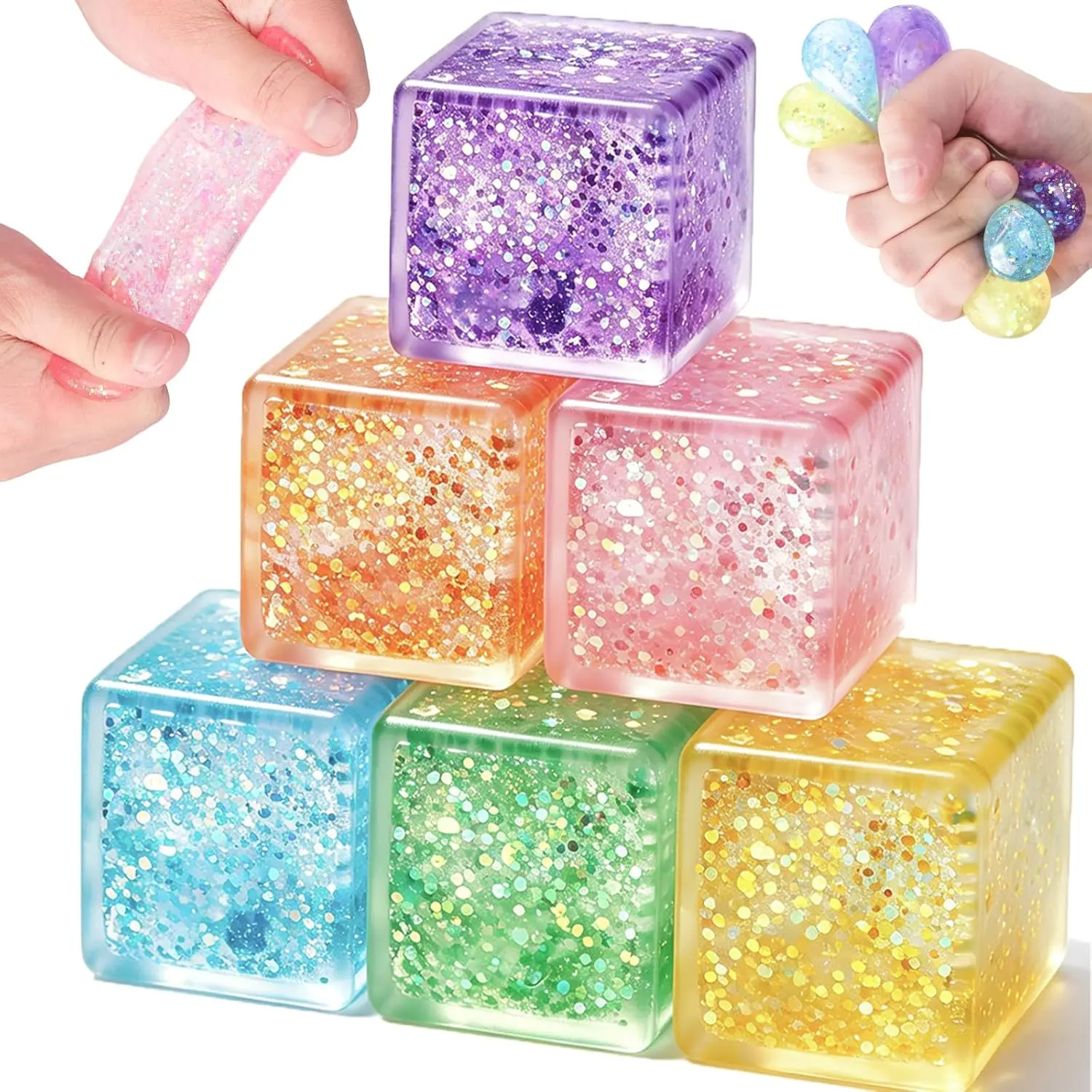 Unisex BPA-Free Glitter Dumpling Squishy Fidget Toy - Slow-Rising TPR Safe Slime & Squishy Toy for Oddly Satisfying Anxiety Relief, Creative Play, Pink Desk Accessory Birthday Gift, Slime & Squishy Toys