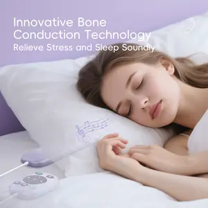 Pillow Speaker with Remote for Sleeping - Bone Conduction Speaker with 36 Built-in White Noise, Silent Bluetooth Speakers Under Pillow, Portable Sleep Bar for Travel (White)