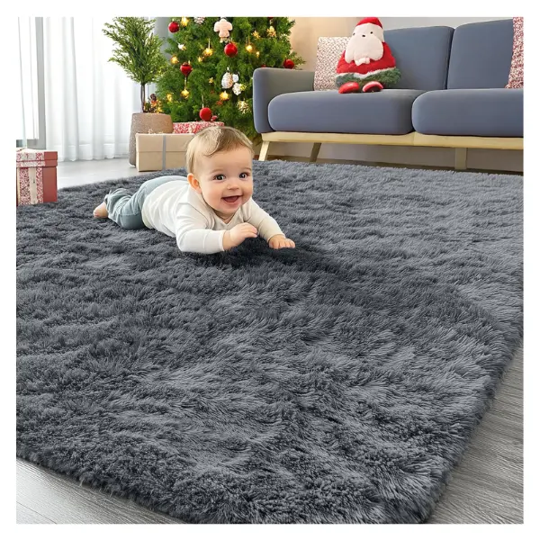 Area Rugs for Living Room Bedroom, Machine Washable 4x5.9 ft Soft Fluffy Shaggy Bedside Rug, Indoor Floor Carpet for Kids Girls and Boys, Dorms, Nursery Rooms, Home Decor Aesthetic, Grey