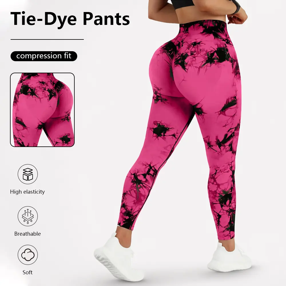 QGU Women's High-Waisted Shaping Yoga Pants - 1-Piece Summer Contrasting Hue Activewear Bottoms, Elastic Fabric, Peach Color, Lifting Design, Athleisure Wear, Made in USA