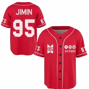Full Print Bangtan Baseball Jersey Jersey, Vintage JIMIN 95 Jersey Shirt for Men & Women, Baseball Jersey for Men and Women, Baseball Jersey Style