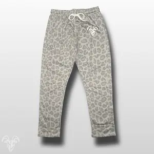 Goat Strength Dark Cheetah Joggers – White-Washed Acid Cotton with Zipper Pockets