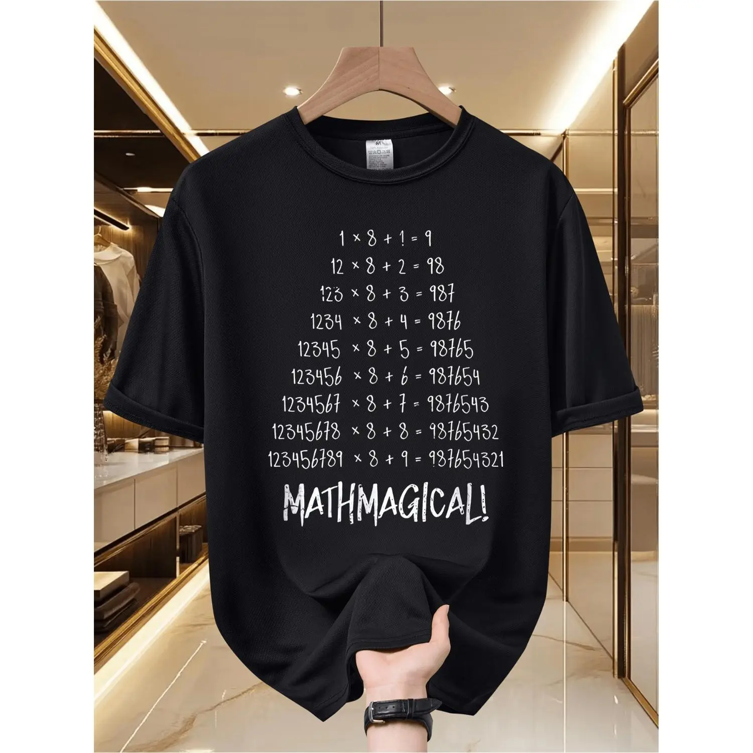 Mens Cotton T-shirt with "Mathmagical" Fun Math Formula Print Short Sleeves