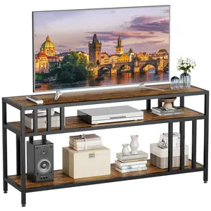 Modern TV Stand for 65 Inch TV – 3-Tier Open Storage Shelves – Contemporary Media Console Table – Entertainment Center Cabinet for Living Room or Bedroom