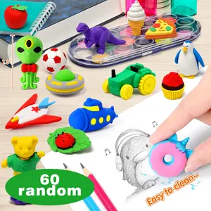 60Pcs Animal Erasers Desk Pets for Kids Animal Pencil Erasers Bulk Puzzle Eraser Toys Gifts for Classroom Prizes,Game Reward,Treasure Box,Easter Egg Fillers,Goodie Bag Stuffers,Party Favors