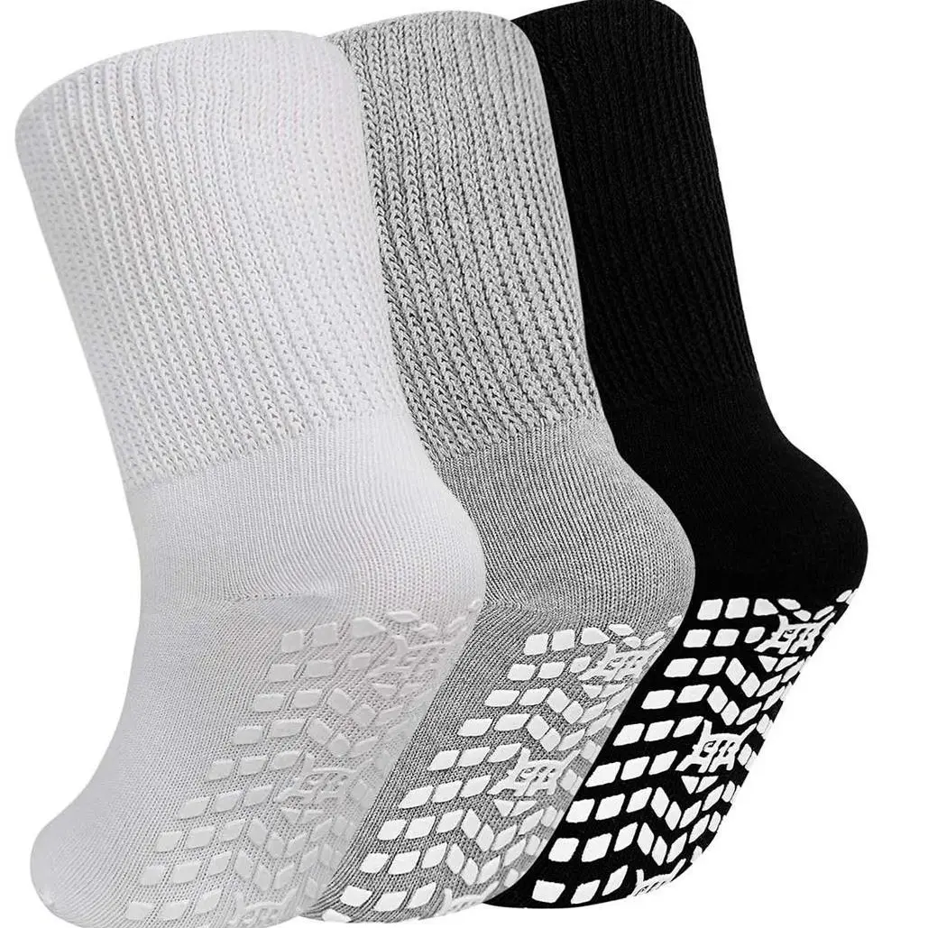 Women's Unisex Non-Slip Diabetic Socks for Swollen ft, Ankles & Calves - Extra-Wide, Non-Binding, Gentle Fit (No Constriction Marks), Breathable Solid Elegant Comfortable Socks for Edema