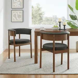 Clea Curved Upholstered Dining Chairs Set Of 2 in Charcoal