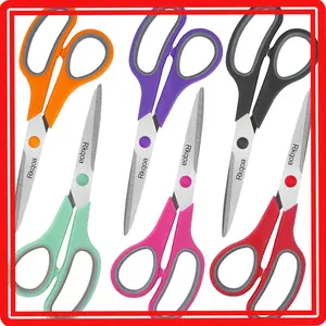 Rkqoa 8 Inch All Purpose Scissors 6 Pack Comfort Grip Sharp Scissors for Office School Adult Art Sewing Fabric Craft Supplies Teacher Classroom Everyday Use Right and Left Handed